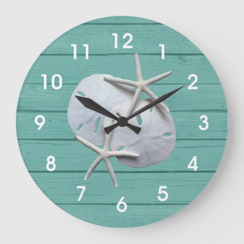 Rustic Sand Dollar Starfish Wall Clock