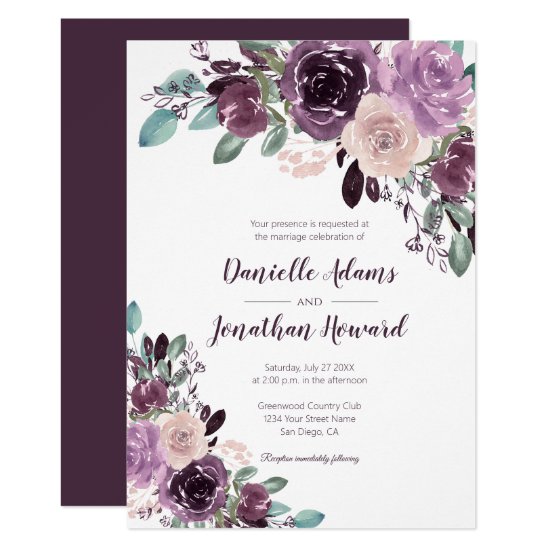 Rustic Sangria Floral Wedding | Invitation