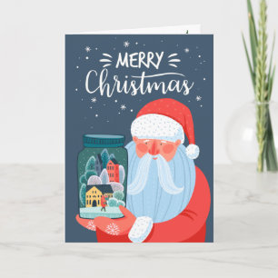 Rustic Santa Claus Mason Jar Town Christmas Card