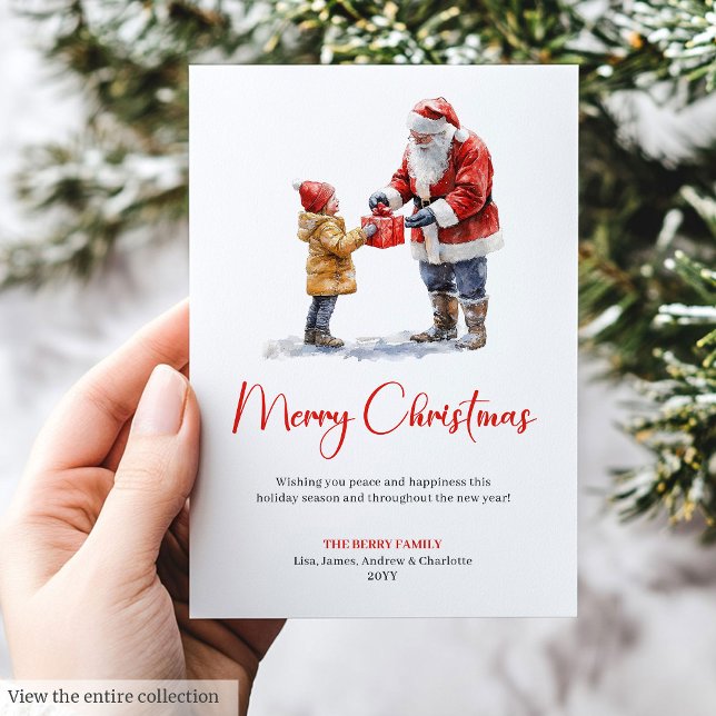 Rustic Santa Claus Traditional Merry Christmas  Holiday Card (Rustic Santa Claus Traditional Merry Christmas Card)