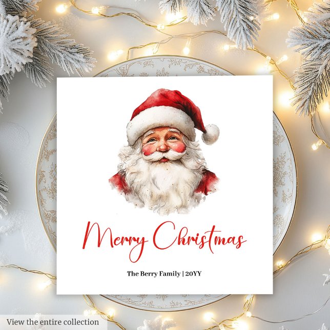 Rustic Santa Claus Traditional Red Green Dinner  Napkins (Rustic Santa Claus Traditional Red Green Dinner Napkin)