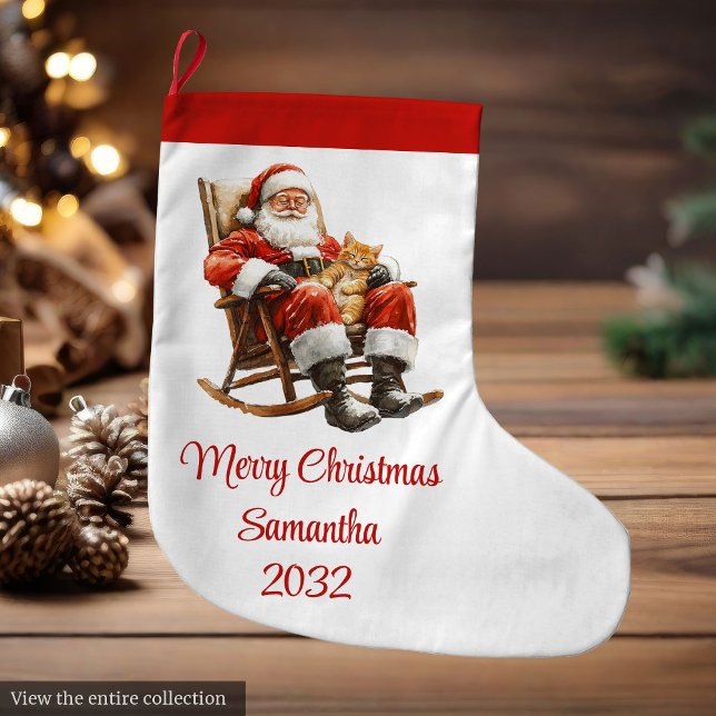 Rustic Santa Claus Traditional Red White Stocking (Rustic Santa Claus Traditional Red White Stocking)