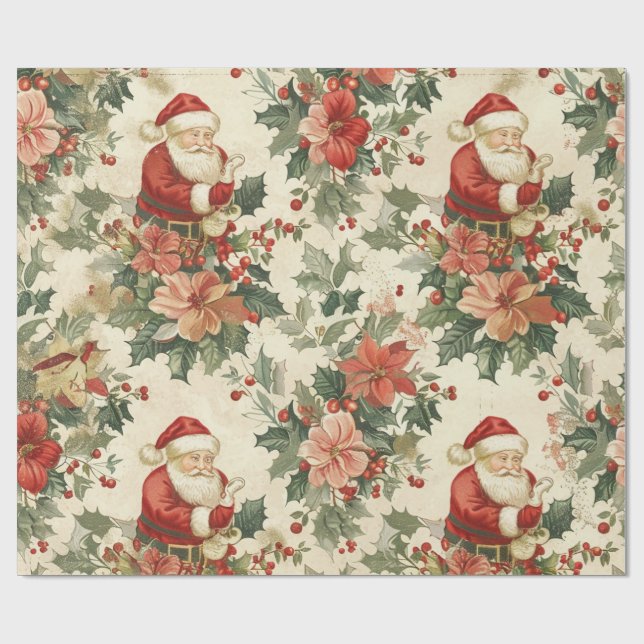 Rustic Santa Clause Wrapping Paper (Flat)