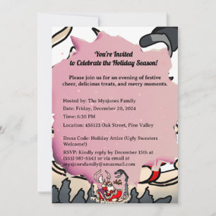 Rustic Santa in Sleigh with Lantern Invitation