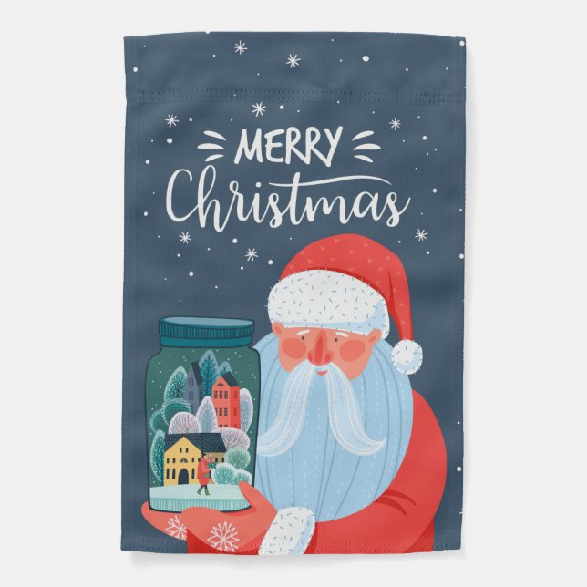 Rustic Santa Mason Jar Double-sided Garden Flag (Front)