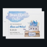Rustic Save the Date Card<br><div class="desc">Weathered crates of bright spring flowers painted in watercolors. A casual feel to the text is perfect for a more relaxed wedding.</div>