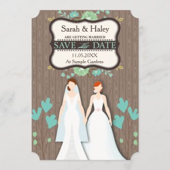 Rustic Save The Date Card  Two Brides by hkimbrell at Zazzle