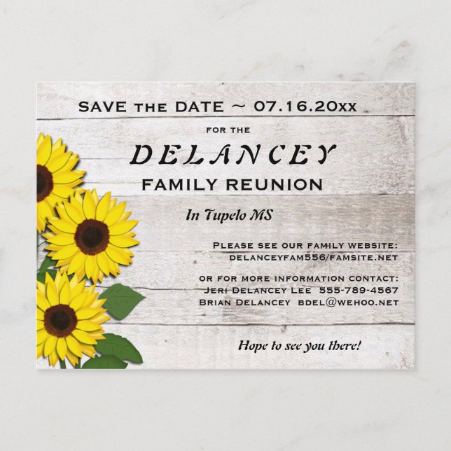 Rustic Save the Date Family Reunion Postcard (Front)