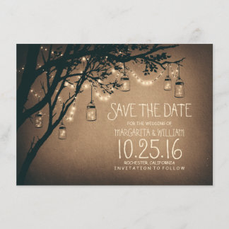 Rustic Save the Date & Fireflies Mason Jars