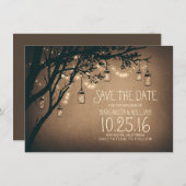 Rustic Save the Date & Fireflies Mason Jars (Front/Back)