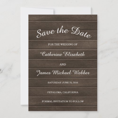 Rustic Save the Date Invitation Wood Background