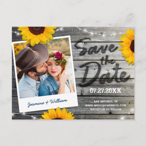 Rustic Save the Date Invitations  Sunflower Wood