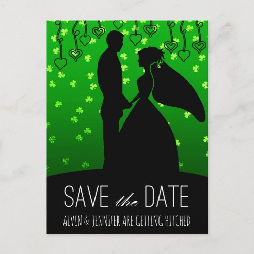 Rustic Save the Date Irish Wedding Clover Announcement Postcard