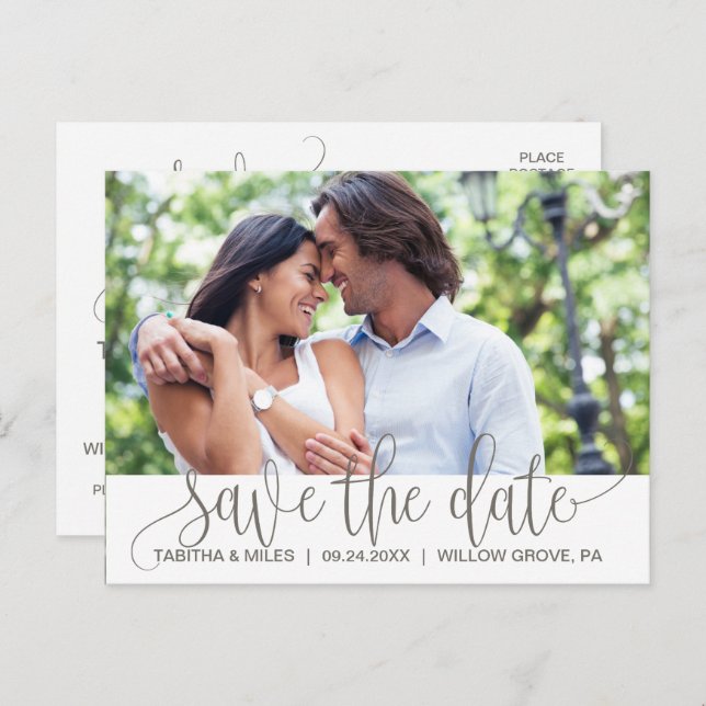 Rustic Save the Date Photo Announcement Postcard (Front/Back)