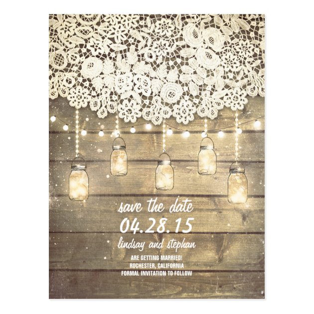 Rustic Save The Date Postcard