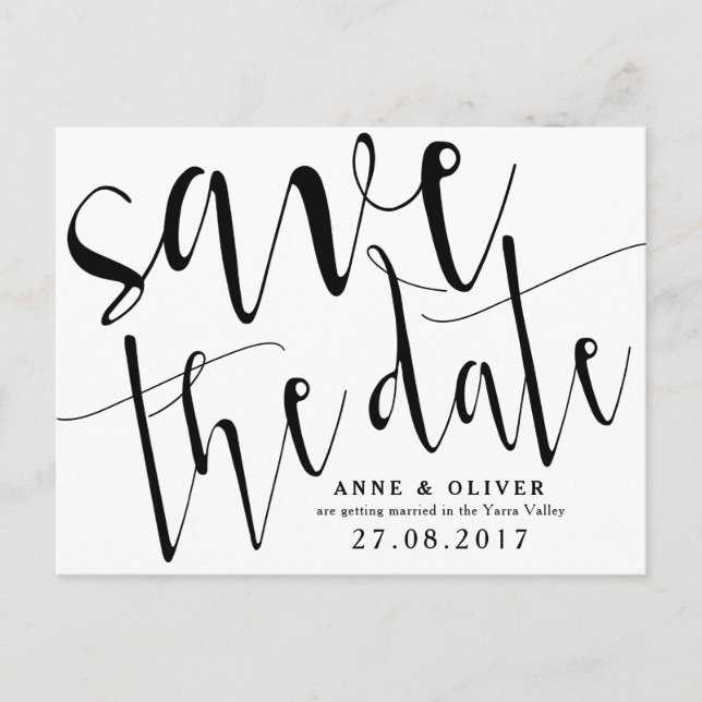 Rustic Save the Date Postcard Black (Front)