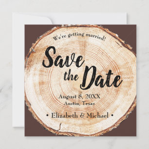 Rustic Save the date Printed Wood Slice
