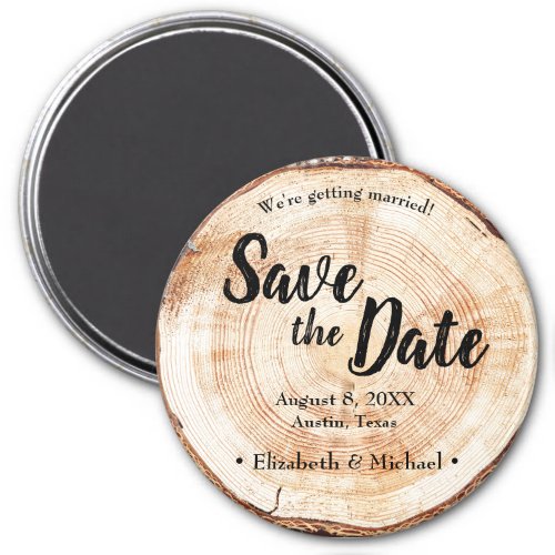 Rustic Save the date Printed Wood Slice Magnet