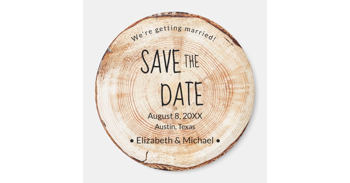 Rustic Save the date Printed Wood Unique Magnet | Zazzle