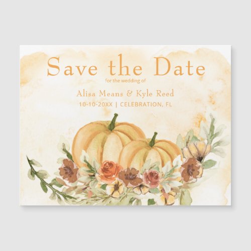 Rustic Save the Date Pumpkin Wedding Magnet