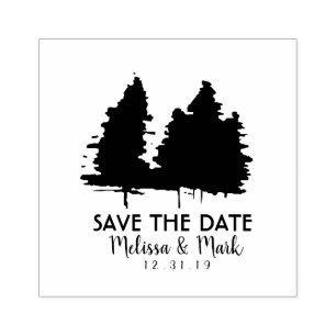 Rustic  Save the Date Trees Wedding Rubber Inking Stamp