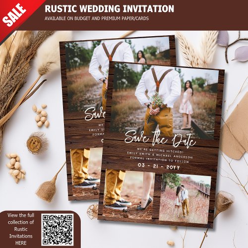 RUSTIC Save the Date Wedding PHOTO COLLAGE _ Wood Invitation