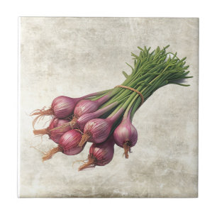 Rustic Scallions Cottage Ceramic Tile