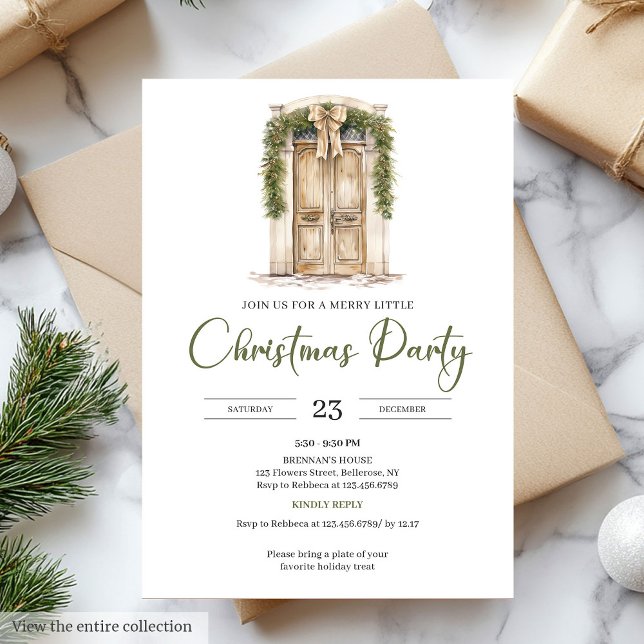 Rustic Scandinavian Hygge Cozy Christmas Door Invitation (Rustic Beige Scandinavian Hygge Cozy Christmas Party)