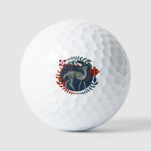 Rustic Scandinavian Nordic Deer Christmas Holiday  Golf Balls