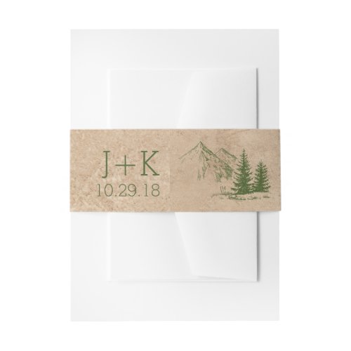 Rustic Scenic Mountain Range Wedding Belly Bands Invitation Belly Band