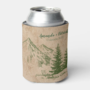 Rustic Scenic Mountain Range Wedding Can Cooler