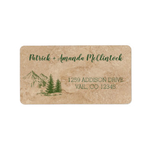 Rustic Scenic Mountain Range Wedding Label