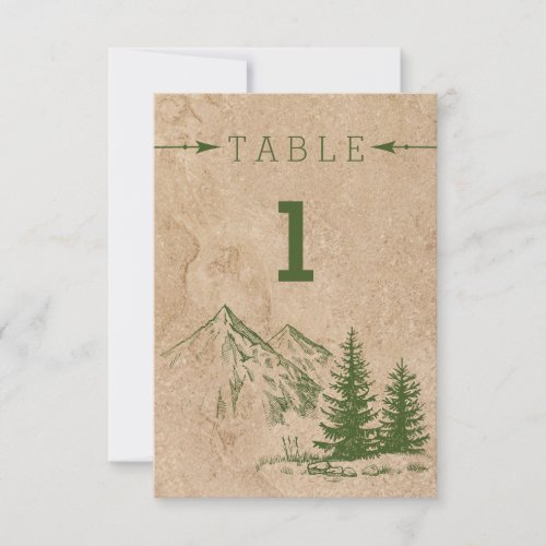 Rustic Scenic Mountain Range Wedding  Table Number