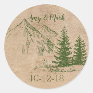Rustic Scenic Mountains Wedding Label