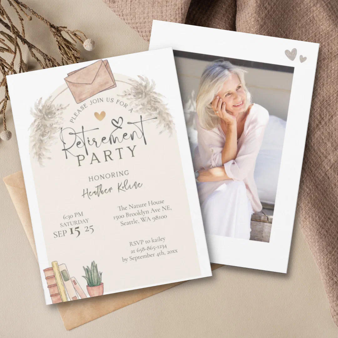 Rustic School Teacher Retirement Party Photo Invitation (Creator Uploaded)