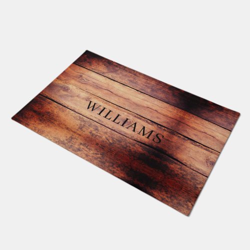 Rustic Scorched Distressed Wood Personalized Doormat