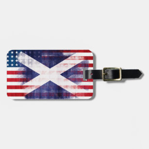 Rustic Scottish American Flag Luggage Tag