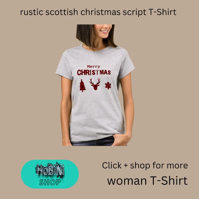 rustic scottish christmas script  T-Shirt (rustic scottish christmas script T-Shirt)