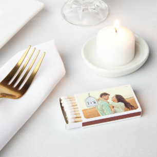 Rustic Scrapbook Initials and Photo Wedding Matchboxes