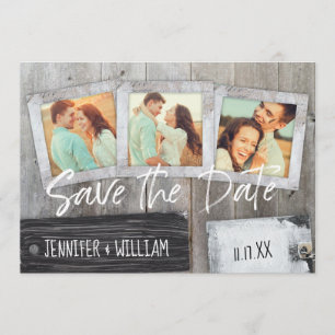 Rustic Scrapbook Photo Collage Save the Date STD Invitation