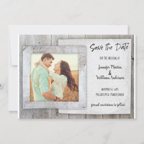 Rustic Scrapbook Photo Wedding Save the Date Card