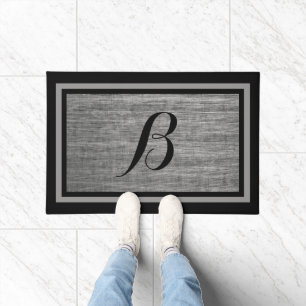 Rustic Scratched Steel Custom Monogram Design Doormat