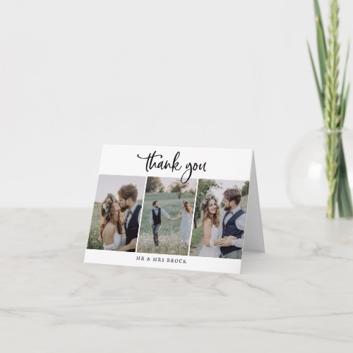 Rustic Script 3 Photo Template Folded Thank You