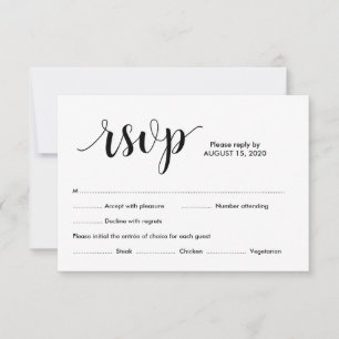 Rustic Script, Black font Color, Wedding RSVP