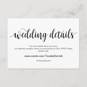 Rustic Script, Black, Wedding Details, Hashtag Enclosure Card