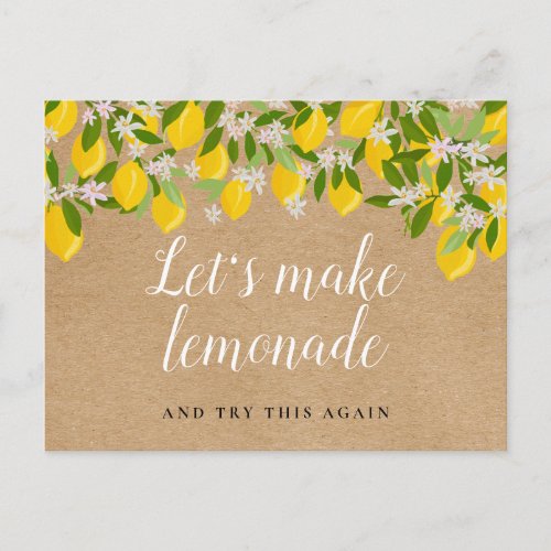 Rustic Script Bridal Shower Change The Date Lemons Postcard