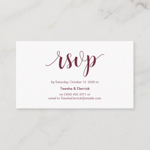 Rustic Script Burgundy Color Wedding RSVP Enclosure Card