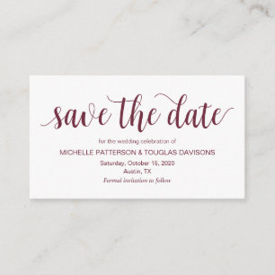 Rustic Script, Burgundy, Wedding Save the date Enclosure Card