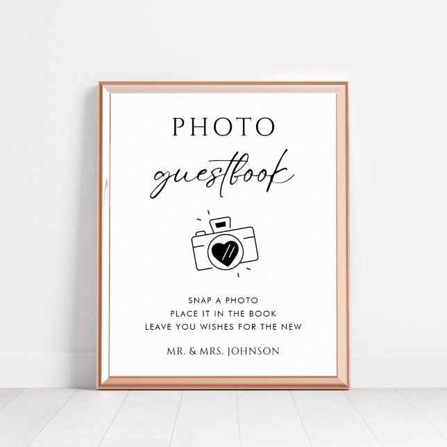 Rustic Script Camera Photo Guestbook Wedding Sign (Creator Uploaded)