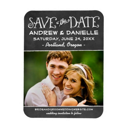 Rustic Script Chalkboard Photo Save the Date Magnet